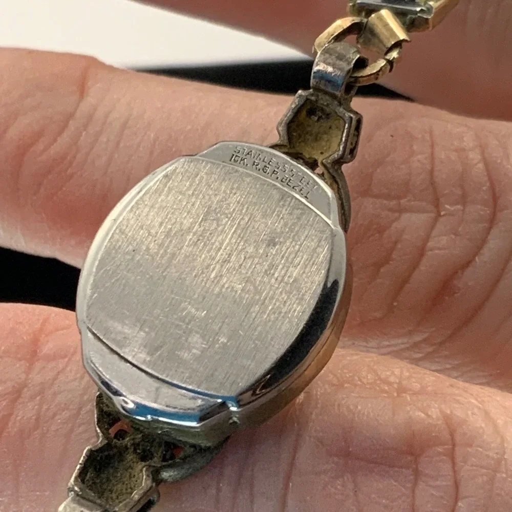 Vintage Baylor Swiss Cocktail Watch 10K RGP Bezel Parts Repair Art Deco Gold Ton